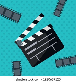 film director clapperboard and tape record vector illustration design