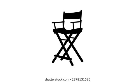 Film director high chair, black isolated silhouette