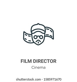 Film director outline vector icon. Thin line black film director icon, flat vector simple element illustration from editable cinema concept isolated on white background