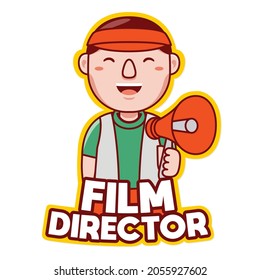 Film Director Profession Mascot Logo Vector in Cartoon Style