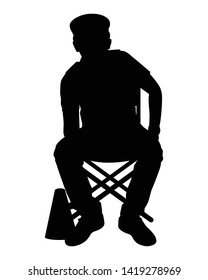 Film director silhouette vector on white