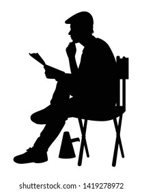 Film director silhouette vector on white