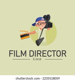 Film director vector mascot logo template.