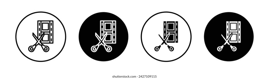 Film editing vector line icon illustration.