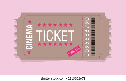film entry show ticket pass vector illustration theater cinema entertainment admit one star seat 