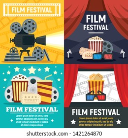 Film festival banner set. Flat illustration of film festival vector banner set for web design