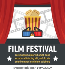 Film festival concept banner. Flat illustration of film festival vector concept banner for web design