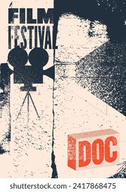 Film Festival documentary typographical vintage grunge style poster design. Retro vector illustration.