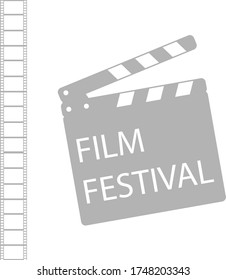 Film festival. Gray film production icon isolated on a white background with film strip. Vector illustration of a movie festival. Vector.