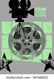 Film festival poster. Retro typographical grunge vector illustration.