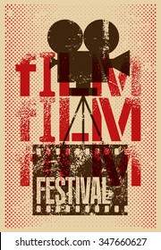 Film festival poster. Retro typographical grunge vector illustration.