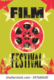 Film festival poster. Retro typographical grunge vector illustration.