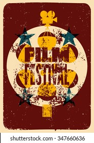 Film festival poster. Retro typographical grunge vector illustration.