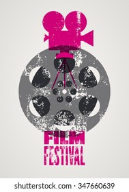 Filmfestivals-Poster. Retro typografische Grunge Vektorgrafik.