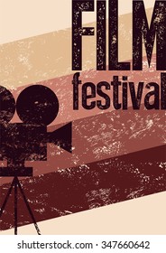 Film Festival Poster. Retro Typographical Grunge Vector Illustration.