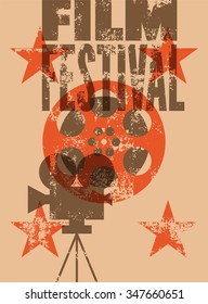 Film festival poster. Retro typographical grunge vector illustration.