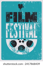 Filmfestival typografische Vintage Grunge Stil Poster Design. Retro, Vektorgrafik.