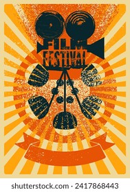 Film Festival typographical vintage grunge style poster design. Retro vector illustration.