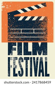 Filmfestival typografische Vintage Grunge Stil Poster Design. Retro, Vektorgrafik.