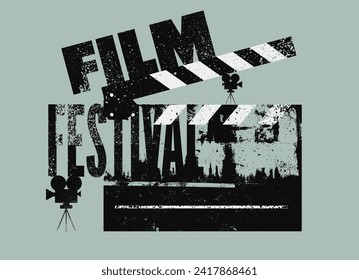 Film Festival typographical vintage grunge style poster design. Retro vector illustration.