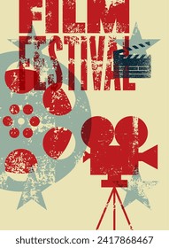 Film Festival typographical vintage grunge style poster design. Retro vector illustration.