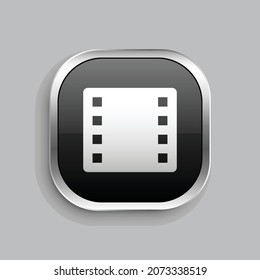 film fill icon design. Glossy Button style rounded rectangle isolated on gray background. Vector illustration