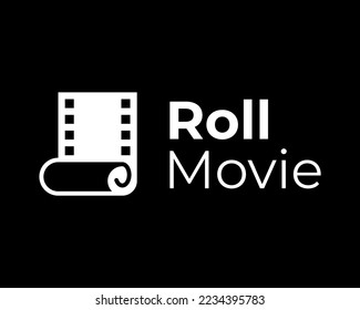 Film Filmstrip Movie Cinema Tape Old Frame Roll Up Show Modern Simple Line Flat Vector Logo Design