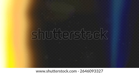 Film filter with light leak effect in yellow and blue gradient color. Old movie camera lens