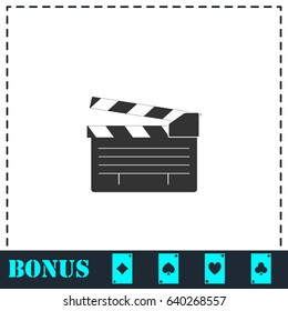 Film flap icon flat. Simple vector symbol and bonus icon