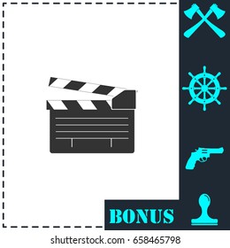 Film flap icon flat. Simple vector symbol and bonus icon