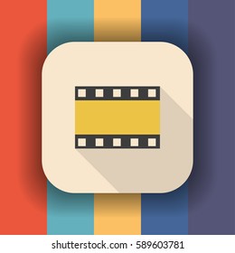 film flat icon with long shadow, vector illustration