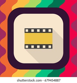 film flat icon with long shadow, vector illustration