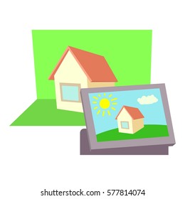 Film frame icon. Cartoon illustration of film frame vector icon for web