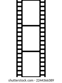 Film frame seamless pattern. Repeated black strip isolated on white background. Element are separated in editable layers. Repeating clipping reel movie. Photo filmstrip tape. Vector illustration