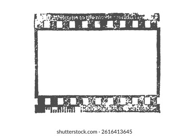 Film frame stamp, old grunge film strip, vintage frame. Video or film overlay, cinema, imprint.