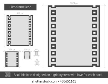 Film frame vector line icon isolated on white background. Film frame line icon for infographic, website or app. Scalable icon designed on a grid system.