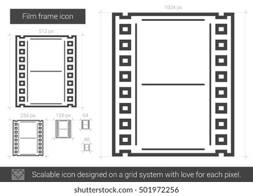 Film frame vector line icon isolated on white background. Film frame line icon for infographic, website or app. Scalable icon designed on a grid system.