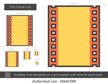 Film frame vector line icon isolated on white background. Film frame line icon for infographic, website or app. Scalable icon designed on a grid system.