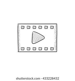 Icono de esbozo vectorial de marco de película aislado en el fondo. Icono de marco de película dibujado a mano. Icono de esbozo de marco de película para infografía, sitio web o aplicación.