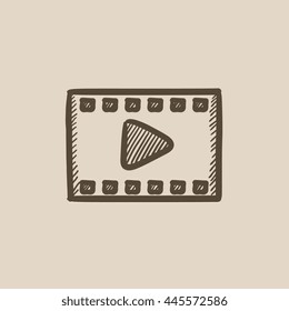 Film frame vector sketch icon isolated on background. Hand drawn Film frame icon. Film frame sketch icon for infographic, website or app.
