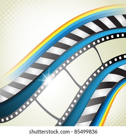 Film frames with blue background