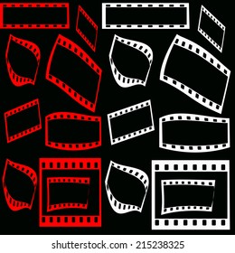 Film frames on black background