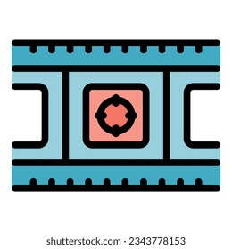 Film game target icon outline vector. Screen button. Machine menu color flat