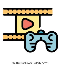 Film gameplay icon outline vector. Game machine. Casino button color flat