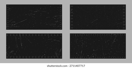 Film grain filter. Gritty texture and vintage overlay. Dust and scratches for distressed photo backgrounds or borders. Set of Vector illustration.