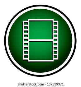 Film green round icon. Film camera