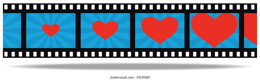 film with heart in frames