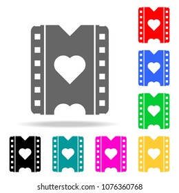 a film with a heart icon. Elements of romance in multi colored icons. Premium quality graphic design icon. Simple icon for websites, web design, mobile app, info graphics on white background