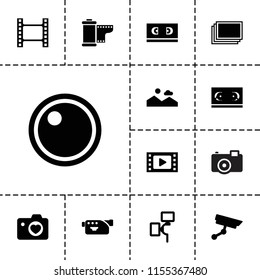 Film icon. collection of 13 film filled icons such as photos, movie tape, heart with camera, camera. editable film icons for web and mobile.