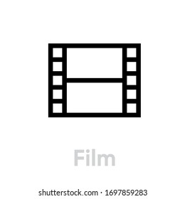 Film icon. Editable Vector Outline. Flat symbol cinema strip or photo strip isolated on white background. Single Pictogram.